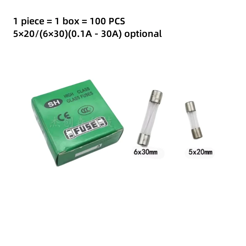 

0.5A-30A Glass Fuse Tubes 250V - CE/CCC Certified Cartridge Fuses - Fast/Slow Blow Options - Glass Tube