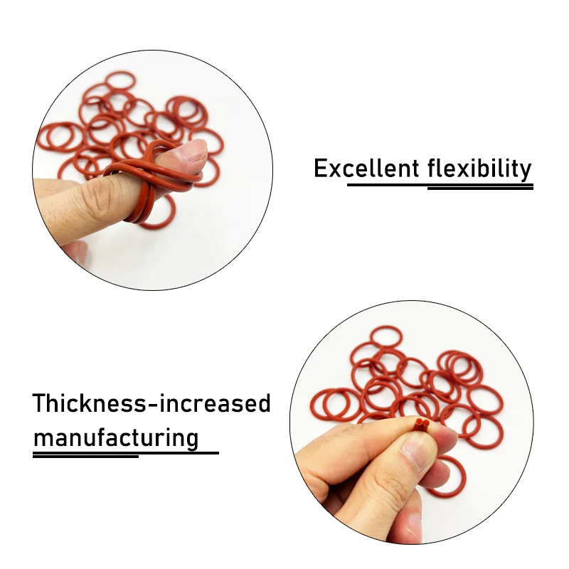 VMQ Sealing O Rings Red Silicone Ring Gasket Set CS 1/1.5/1.9/2.4/3.1 Silicon O Ring Seal Washer Food Grade Oring Silica gel Kit