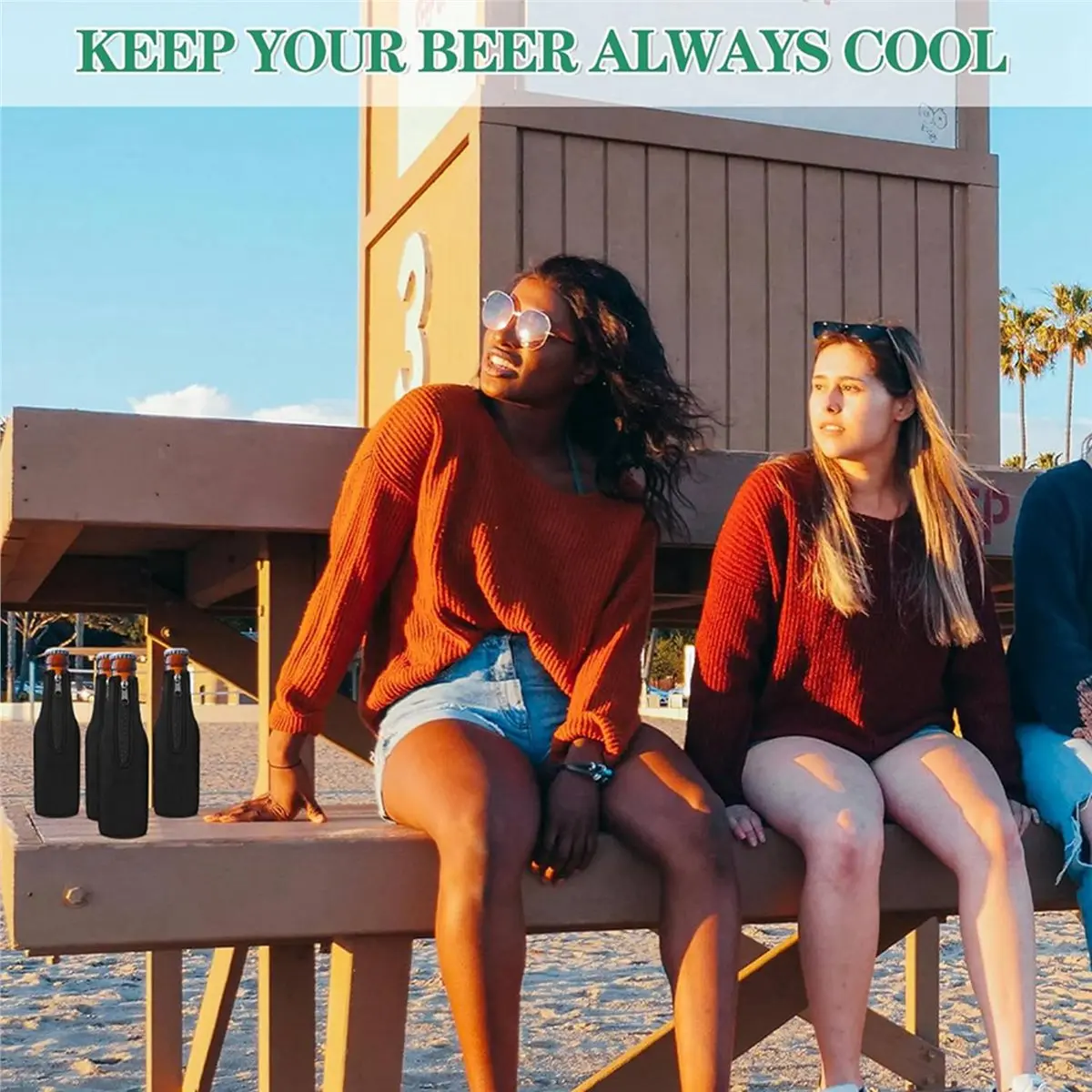 A56X Beer Bottle Cooler Sleeves, Zip Up Extra Thick Neoprene Insulated Sleeve-Keep Beer Cold and Hands Warm, 12 OZ 24pack