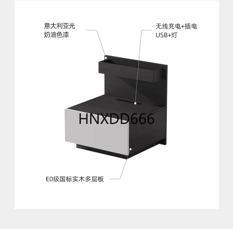 Smart bedside table Wireless charging USB socket Simple modern storage Bedroom locker