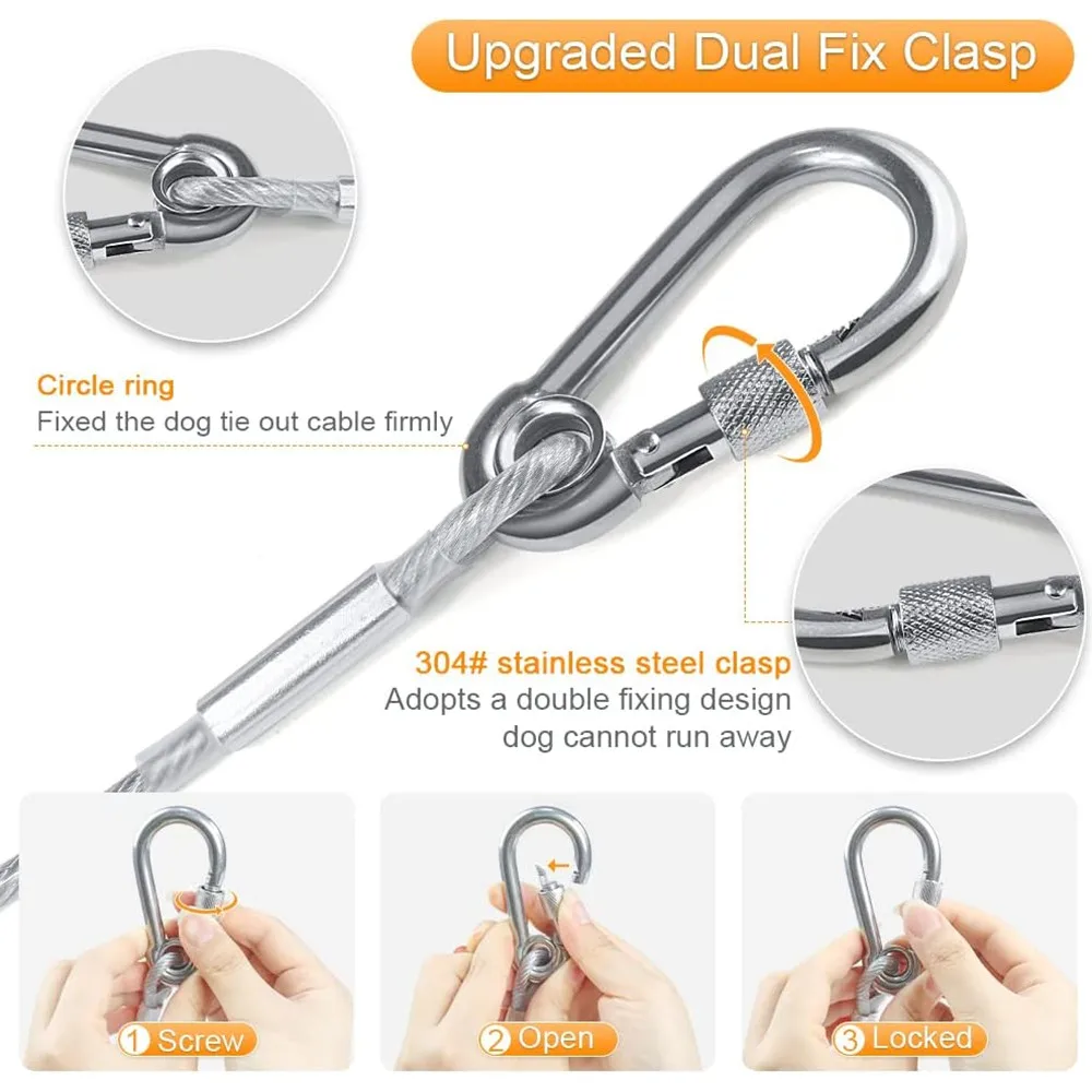 1Pc 2/5/10Meters Versatile Clothesline Stainless Steel Rope for Outdoor Camping Traction Ropes Thickened Dog Pet Leash