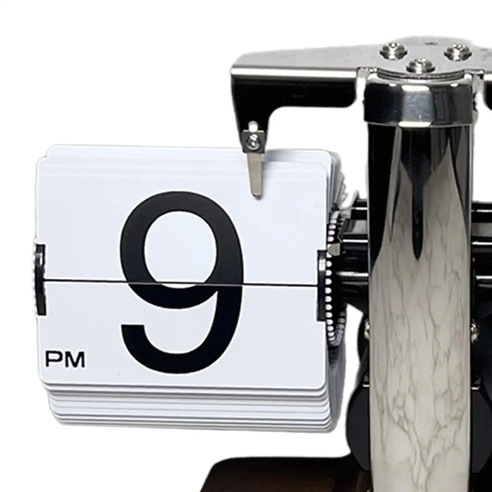 Retro Digital Flip Down Clock,Internal Gear Operated Clock, Classic Mechanical, Wooden Base, for Home Office Decor