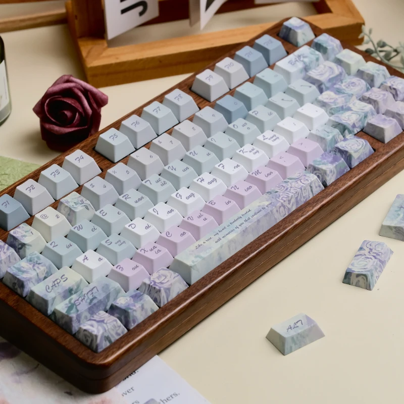 

Twilight Rose Theme Keycap Set Cherry Profile PBT 5-Side Dye Sublimation Fit 61%-108% Keycaps for Mechanical Keyboard Ideal Gift