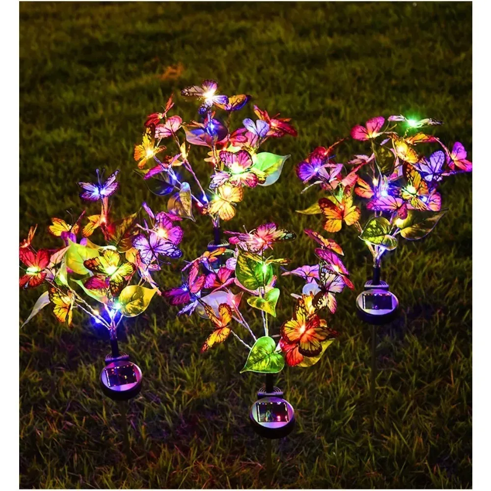 Butterfly Solar Flower Ground Lights Outdoor Lamp Powered for Garden Yard Lawn Patio Pathway Christmas Holiday Decor image 3