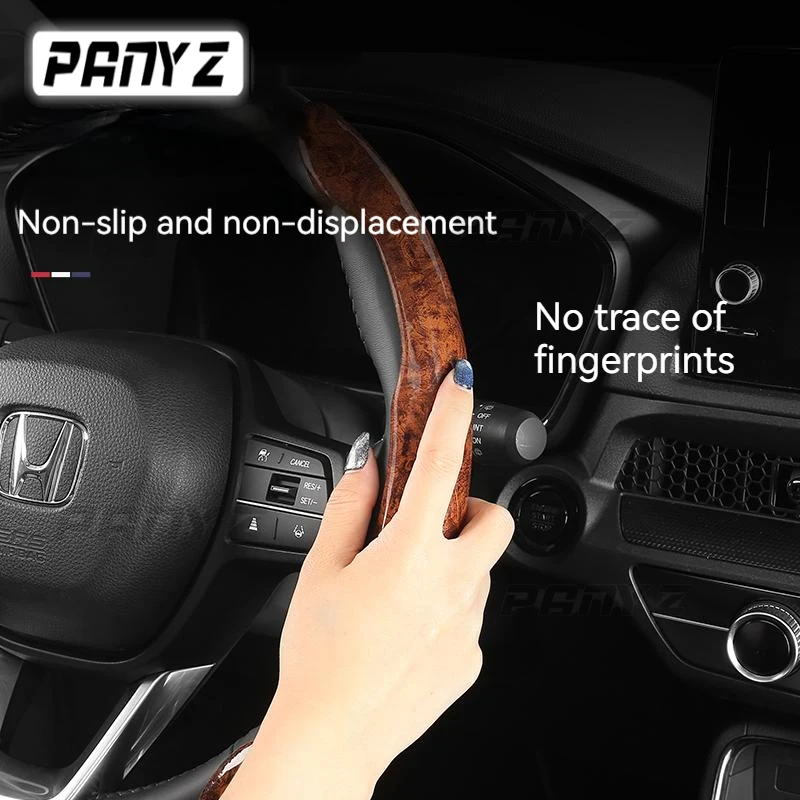 1 Pair Car Steering Wheel Cover Anti-skid Leather 38cm 15inch Universal Wood Grain Steering Wheel Booster Protector Cover