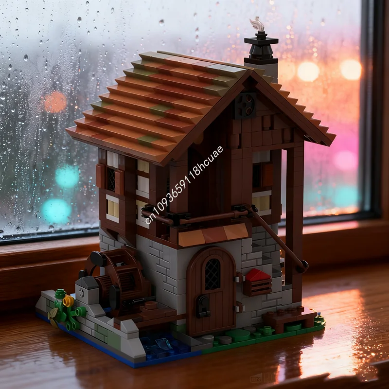 

1000 шт. MOC водяная мельница, средневековая деревня, замок, модель здания, рождественские подарки, блоки, идея, образовательный кирпич, детская игрушка на день рождения