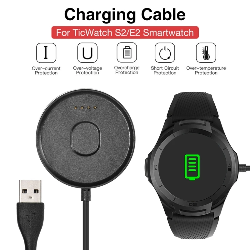 100cm Portable USB Fast Data Charger Base Cradle for Ticwatch Pro C2 E2/S2 Replacement  Watch Bracelet Charging Dock Cable