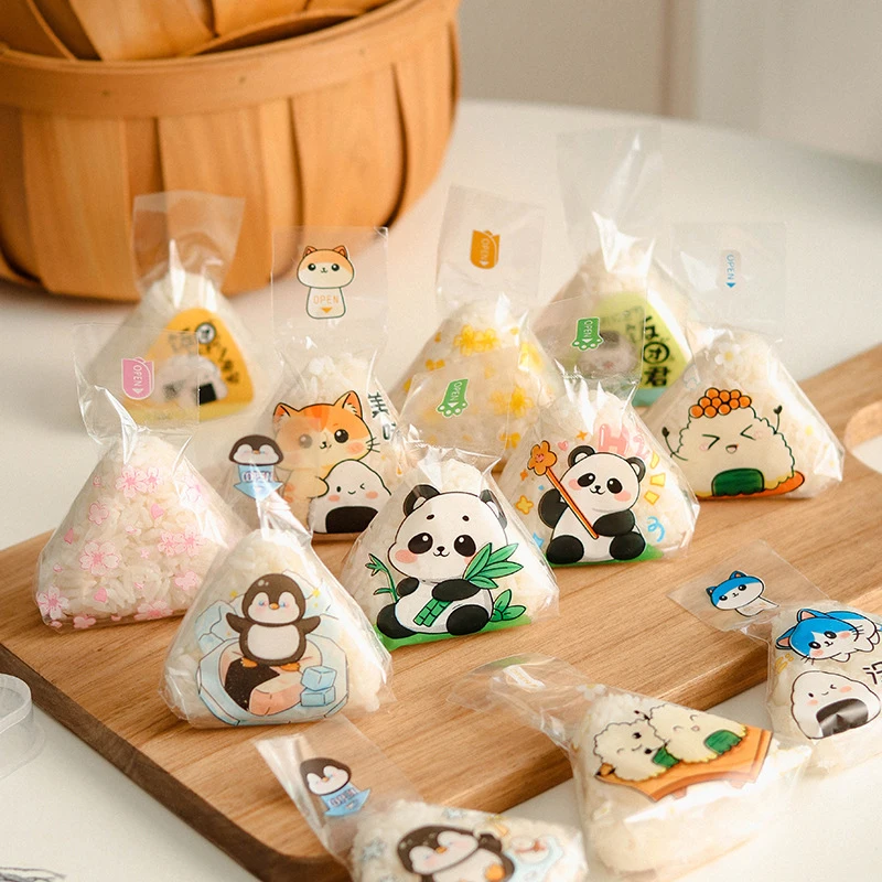 50PCS Cartoon Penguin Triangle Rice Ball Packing Bags Seaweed Sushi Bag Sushi Bento Accessories Rice Ball Sushi Bag