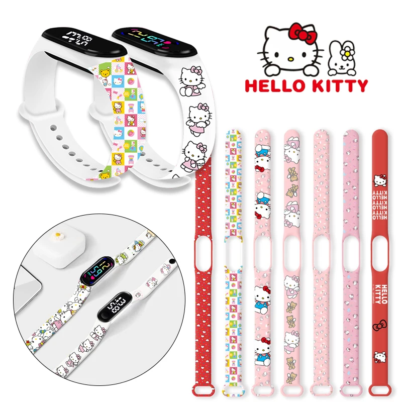 Sanrio Hello Kitty Strap for Xiaomi Mi Band 4 3 5 6 Watch Band  Cute Silicone Bracelet Replacement for XiaoMi Band 8 7 Wristband