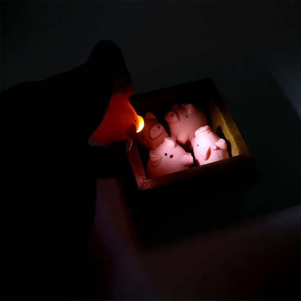 Children's Gifts Mini Flashlight Pig Animal Shape Key Rings Luminous Key Chains LED Light