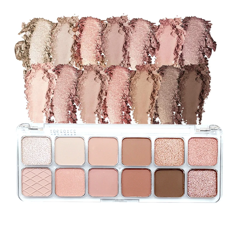 Palette de fards à barrage imperméables, haute pigmentation, scintillant, mat, longue durée, palette de fards à barrage, taille de voyage, maquillage, 12 couleurs, 256