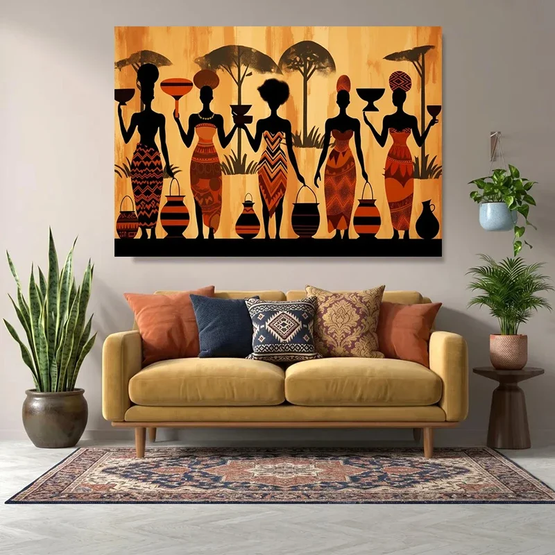 Ethnic African Abstract African Women Poster and Prints Canvas Painting Wall Art Pictures Home Decor Cuadros