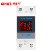 35mm Din Rail Single Phase Ammeter Voltage Meter Measuring AC 50-500V Modular Voltmeter Gauge Current Indicator Volt Amp Monitor