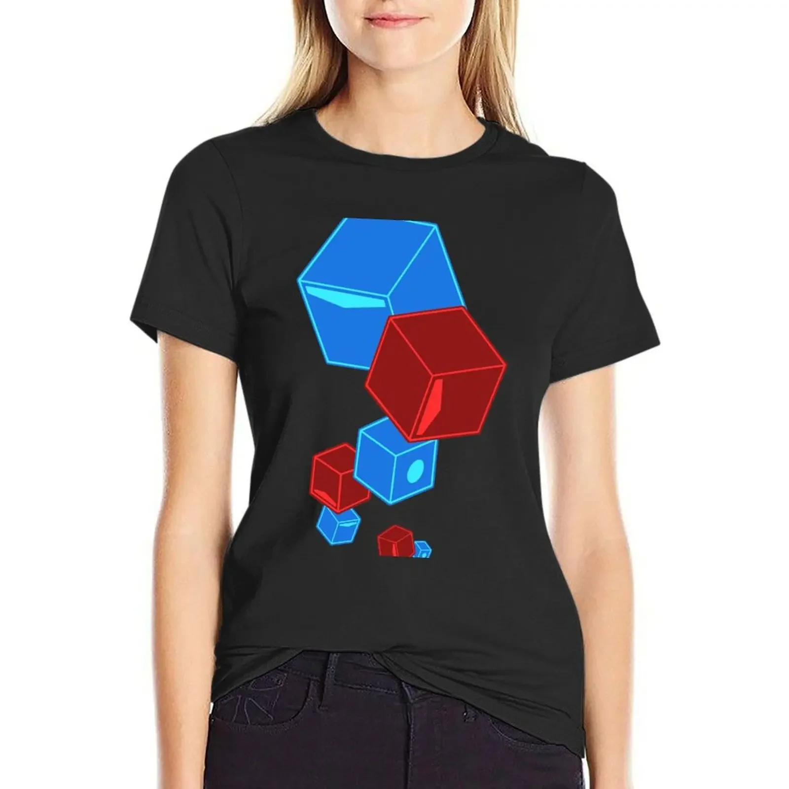 

Beat Saber - Floatin' Blocks - SOLID - Black v2 T-Shirt female new edition graphics t-shirts for Women graphic tees
