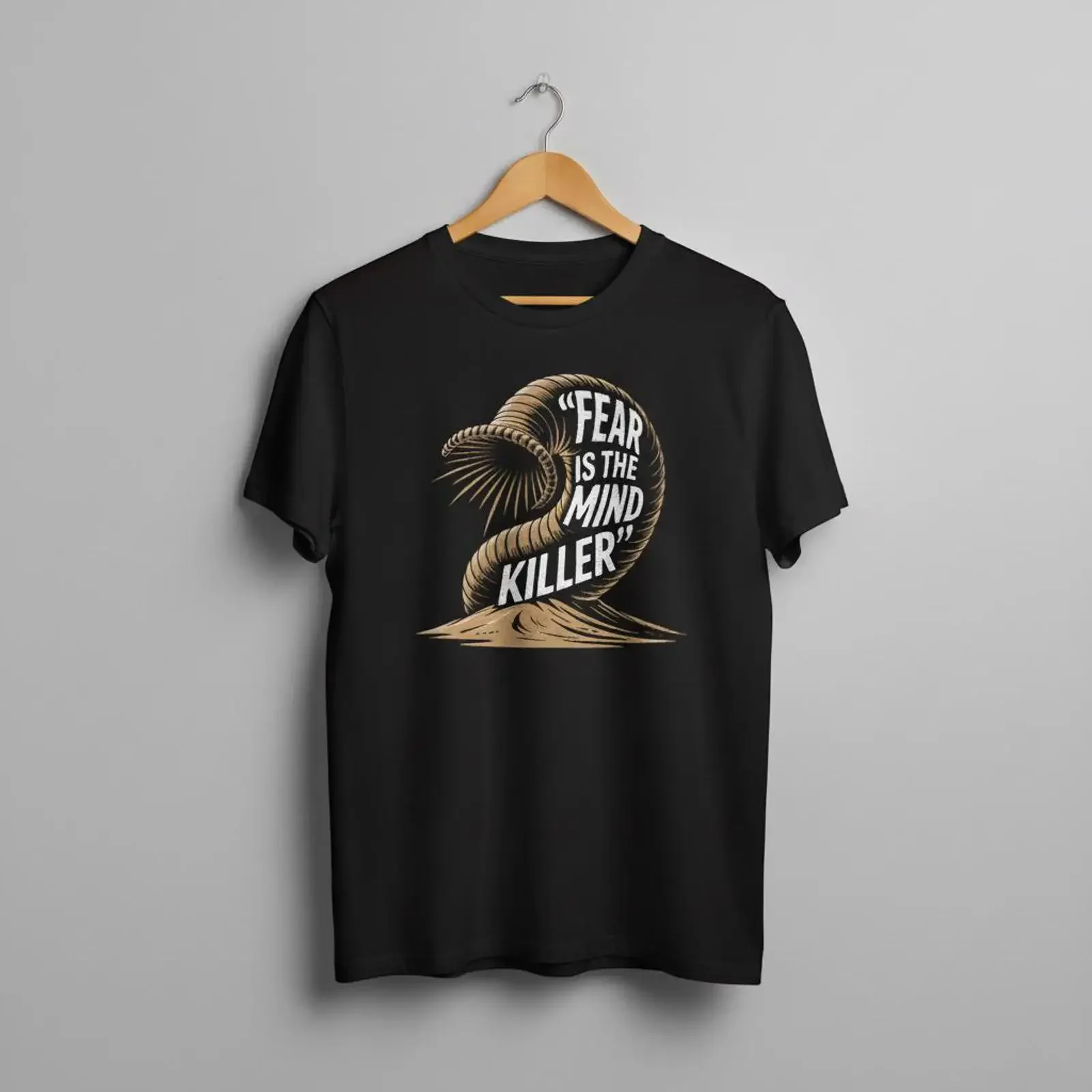 Sandworm T Shirt 'Fear is the Mind Killer' Sci Fi vintage Washed Stretched Top For Everyday Wear Breathable fashion Comfortable