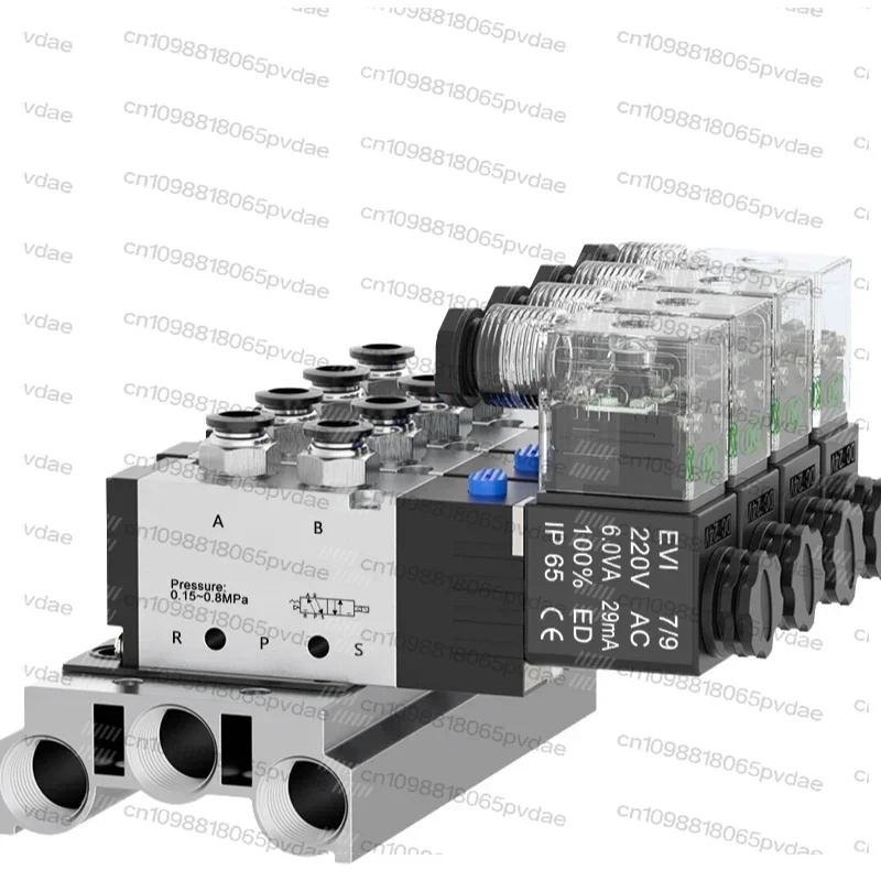 Tool Parts4V310-10 Series  Solenoid Valve DC12/24V AC110/220V Multi Option With Muffler Fitting Base Manifold 2/3/4/6/7/8/10 Way