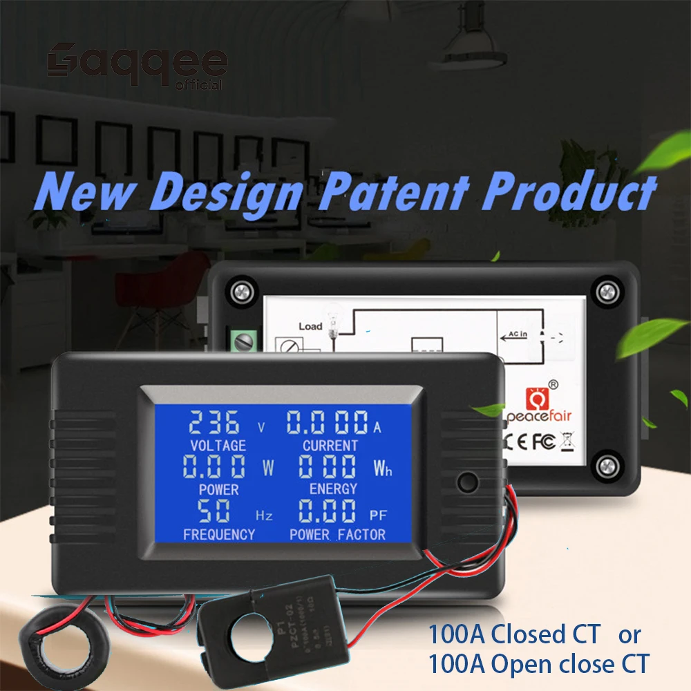 PZEM-022 100A Digital Electronic Meter with closed CT AC voltage ammeter Power capacity meter Multimeter Split CT