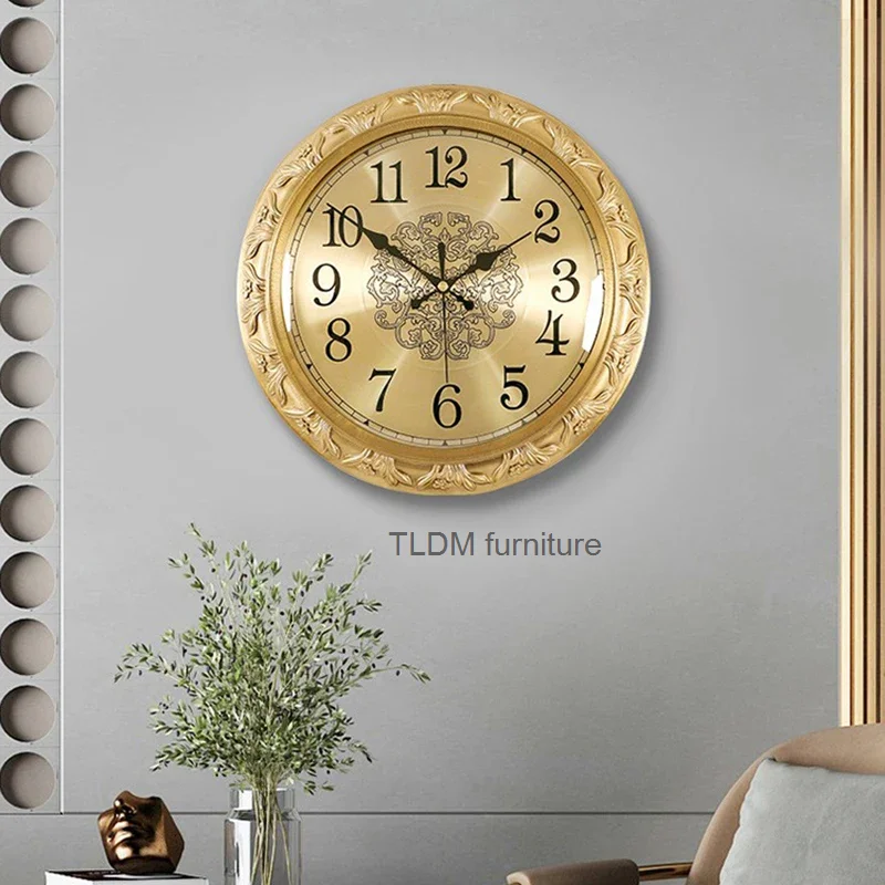 Design Luxury Wall Clock Silent Vintage Nordic Round Wall Clock Golden Fashion Decoracion Salon Casa Home Decorating Items