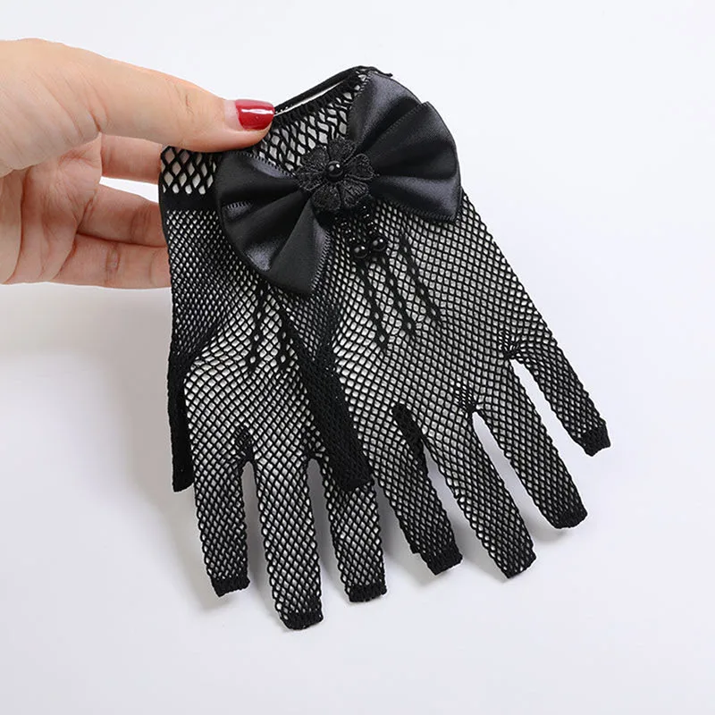 Guantes de malla fina para niños, niñas, niñas, flores, jardín de infantes, guantes de rendimiento para niños