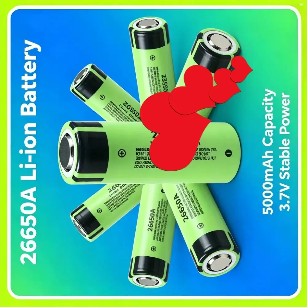 26650A 3.7V 5000mAh 20A High Capacity Rechargeable Li-ion Battery for High-Drain Devices Flashlight Power Tool E-bike Toys
