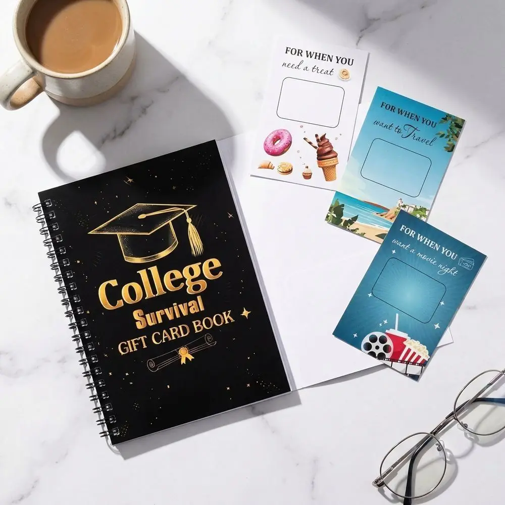 

Portable Gift Card Notebook Double Spiral Binding Vertical Coil College Survival Notebook Ins-Style Minimalist