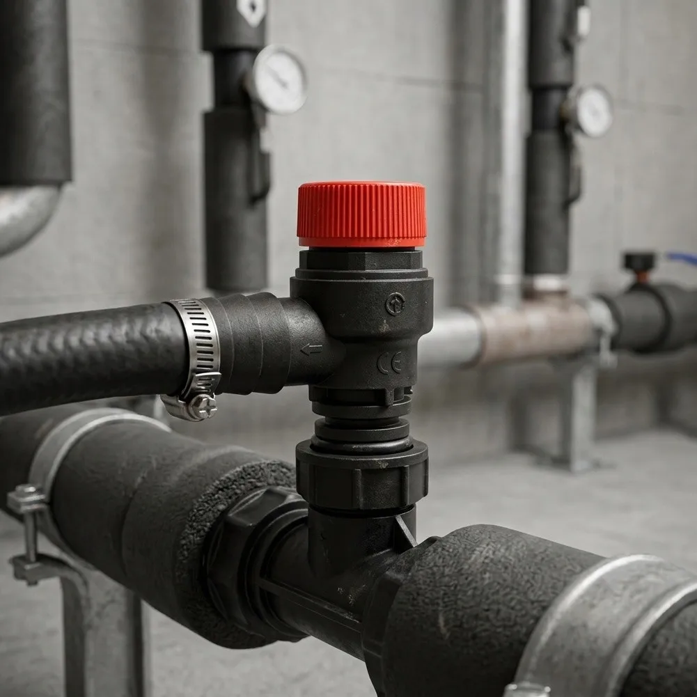 For Overheating Protection Heating Pressure Relief Valve Black Robust ABS Construction For Wall-mounted Gas Boilers