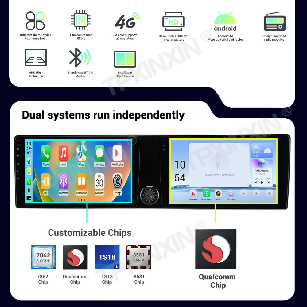 10.1Inch Android 14 Multimedia For Audi Q5 2010~2018 GPS Navigation Car Accessories Radio Stereo Multi-system Qualcomm Head Unit