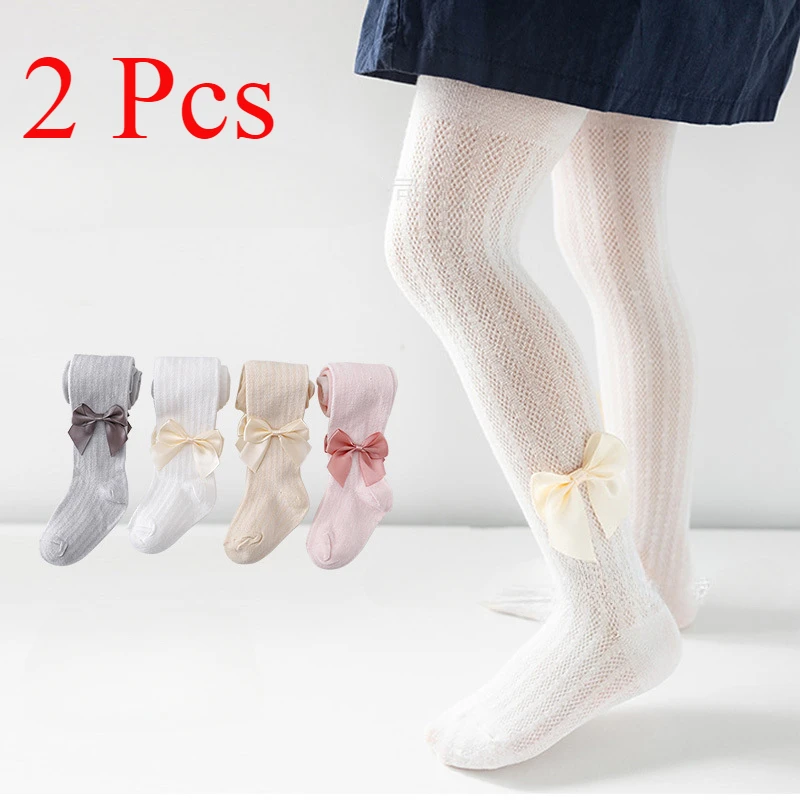 2/1 Pcs Children Lolita Girls' Bow Pantyhose Girl Tights Summer Mesh Ultra Thin Bottom Pantyhose for Infants Young