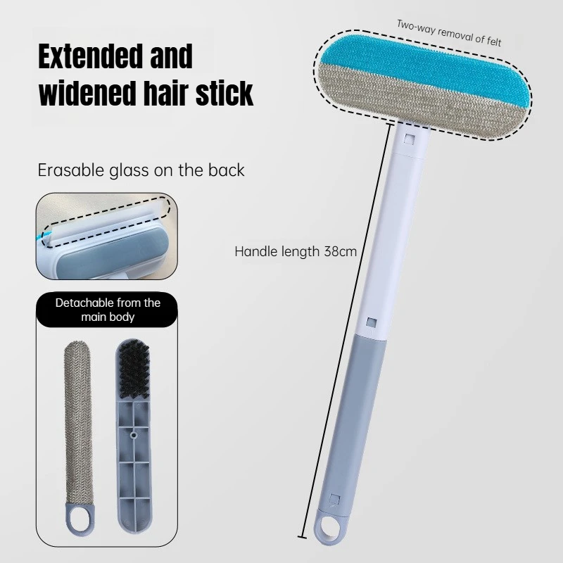 Long Handle Pet Hair Remover Brush Static Cat Hair Cleaner for Carpets Cat Trees Beds Ideal for Cat Furniture Cleaning