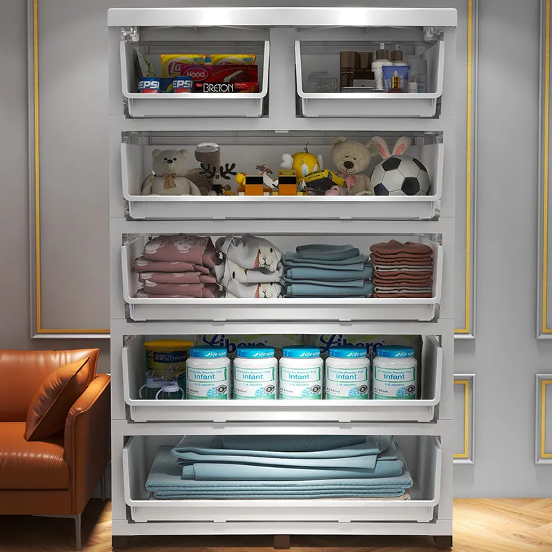 Multi-layer plastic drawer type storage cabinet, baby wardrobe, baby and children's toy storage box, thickened large storage