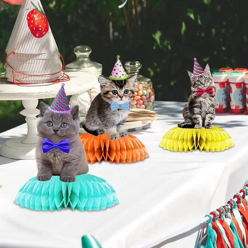 3Pcs Pet Dog And Cat Honey Comb Centerpieces Reusable Paper Table Toppers Decoration For Pet Theme Party Decoration Supplies