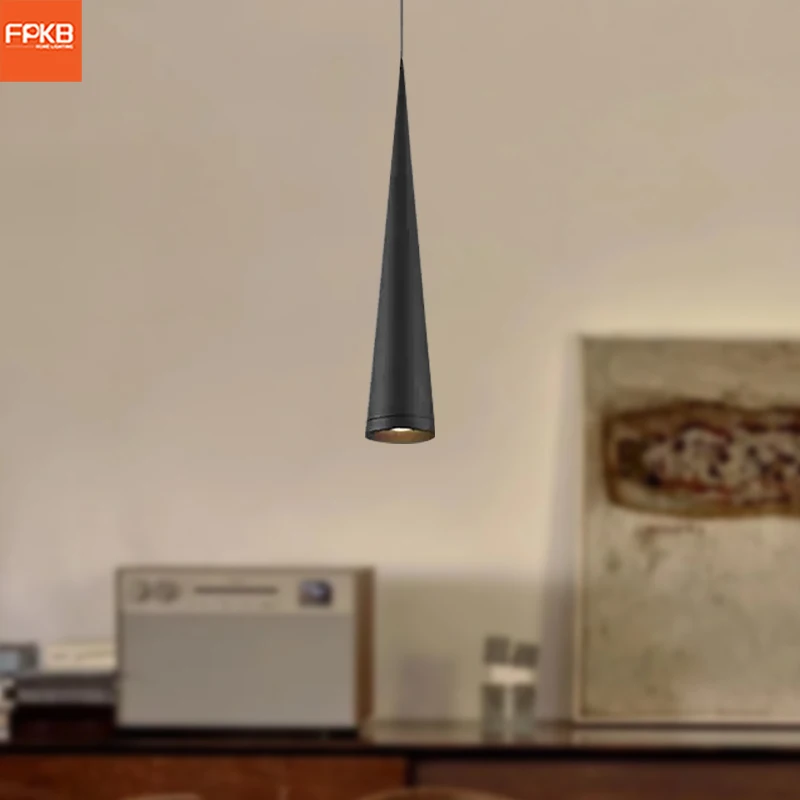 

Minimalist bedside chandelier, bedroom single-headed small chandelier, modern smart restaurant bar, straight cone creative