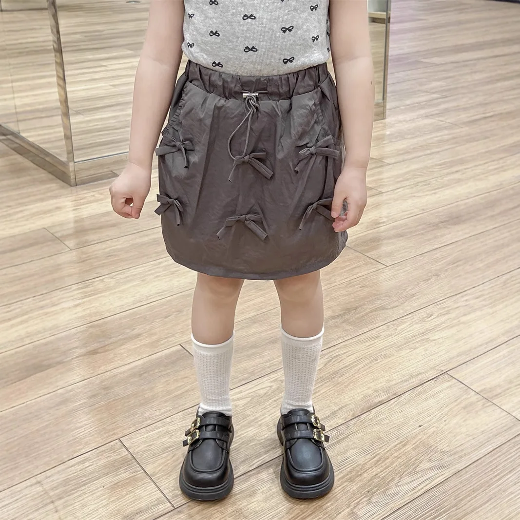 

Korean Version of Girls' Soft Bow Skirt Elastic Waist Safety Culottes Fashion Casual Baby Clothing
