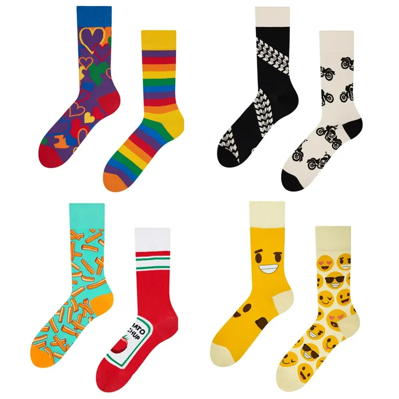 

New Design Creative Irregular AB Style Unisex Socks for Men Women Cotton Funny Crew Socks Street Fashion Socks Gift Wholesale