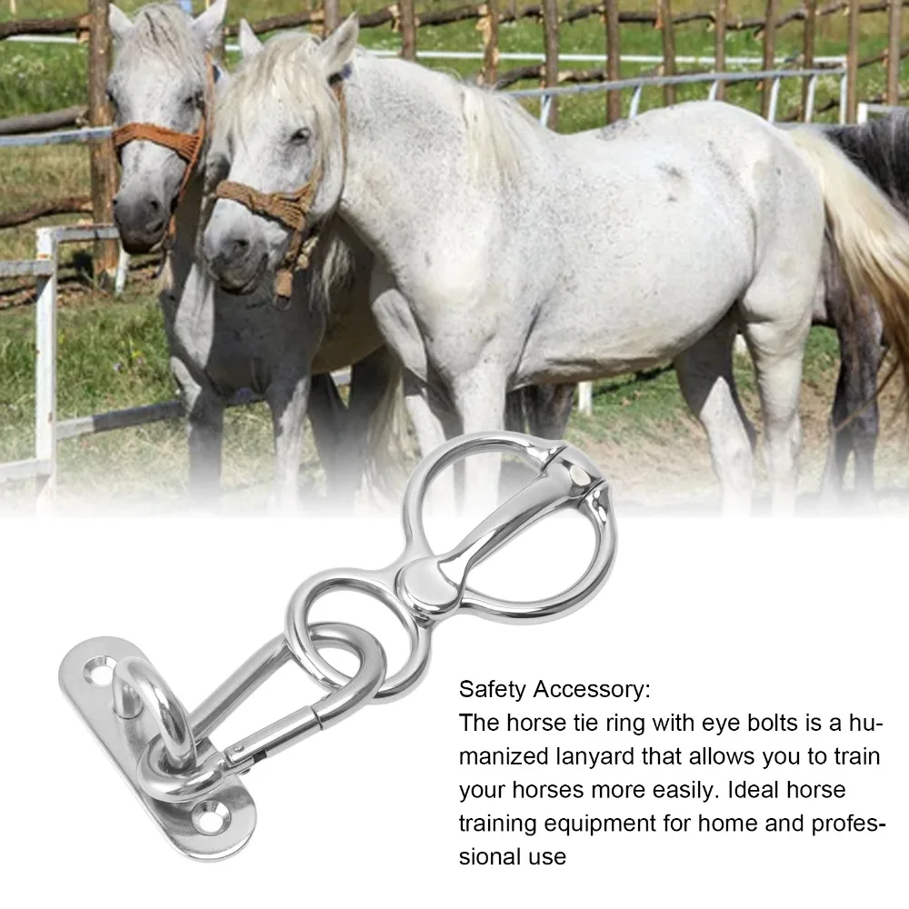 7Pcs Set Stainless Steel Horse Tie Ring Half Round Ring Eye Bolts Horse Safety Accessory Safe Tie Durable Metal Horse Tie Ring