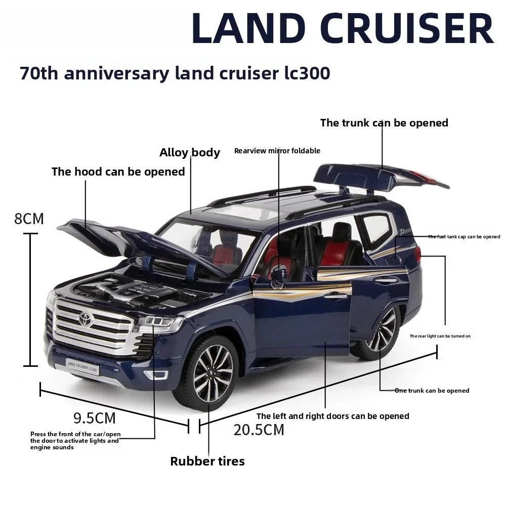 1:24 لاند كروزر LC300 سبيكة نموذج سيارة Diecasts صب المعادن ضوء الصوت سيارة للأطفال ألعاب السيارات F511 دييكاست سبيكة #2