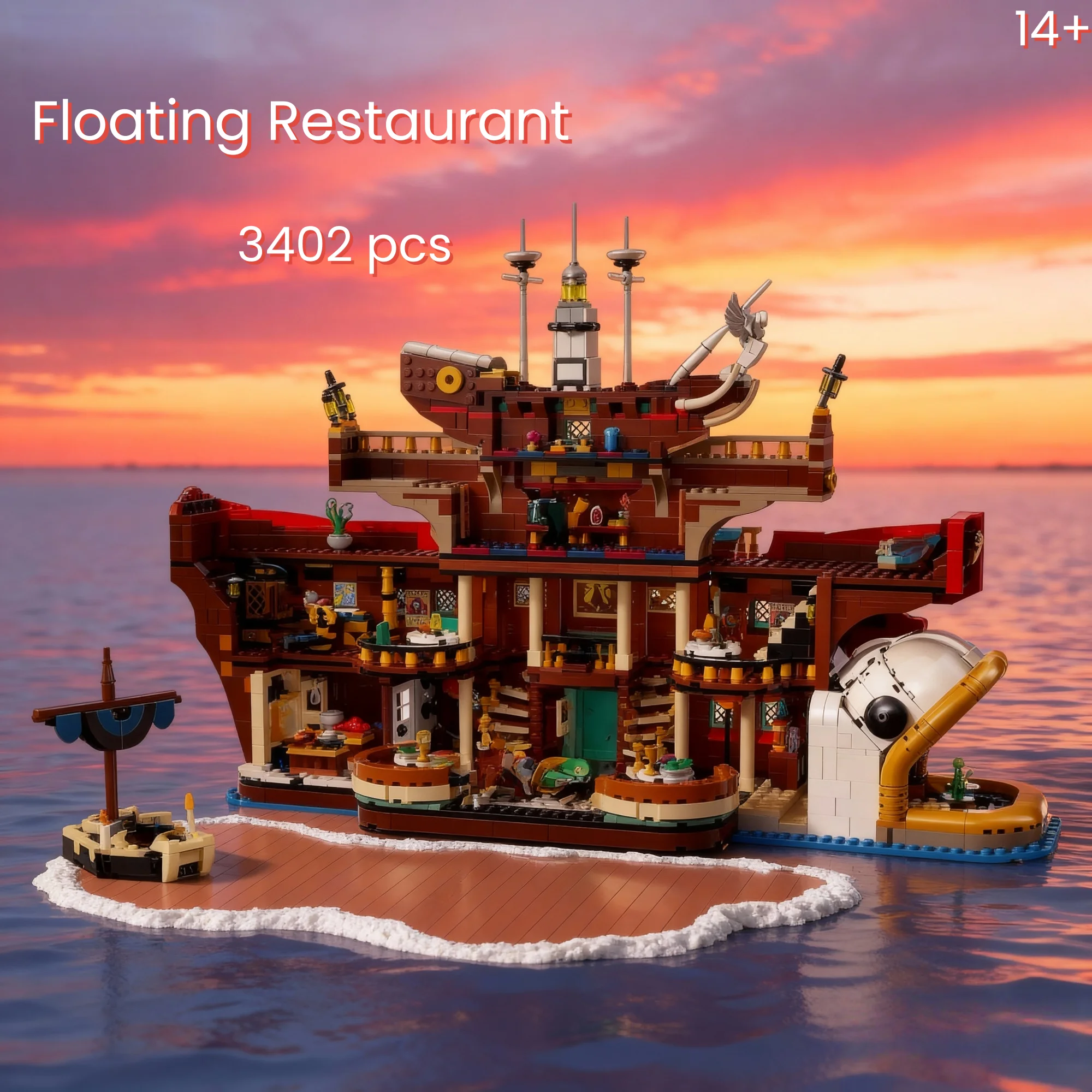 Blocs de construction en brique MOC 75640, modèle de Restaurant flottant, 3402 pièces, cadeaux de noël et de vacances pour enfants, en Stock, nouveau