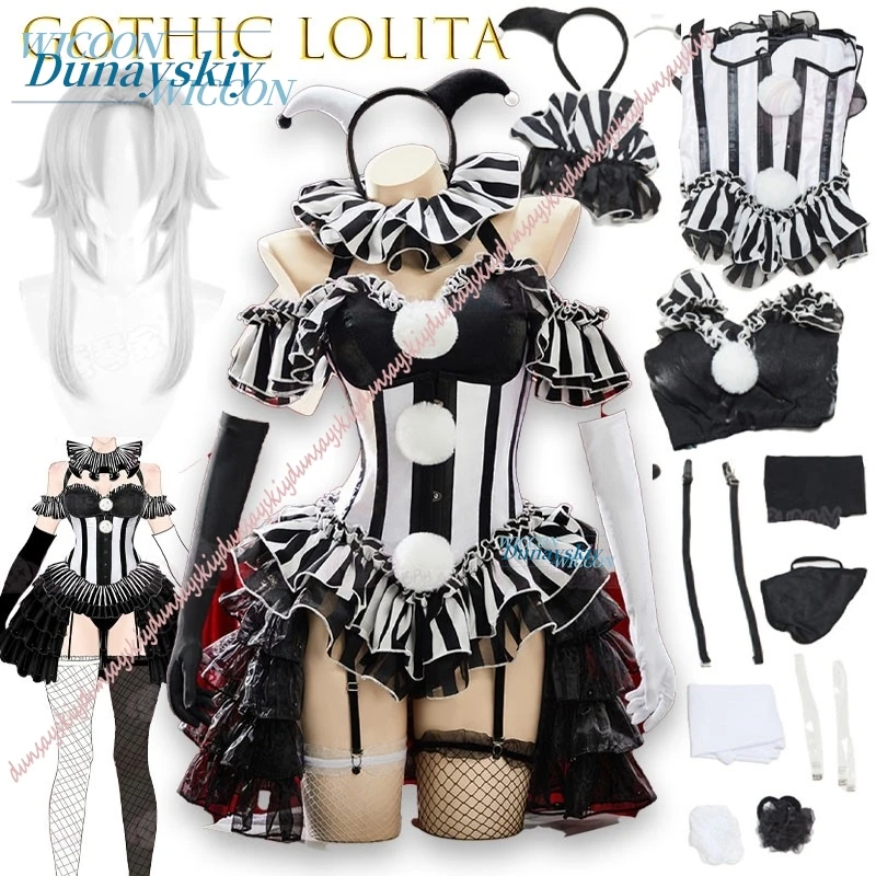 Disfraz de Payaso de Circo para Adultos, Color Negro y Blanco, Conjunto de Disfraces para Mujer y Hombre, Carnaval, Disfraz de Fantasía, Fiesta de Disfraces, Disfraz de Payaso Gótico