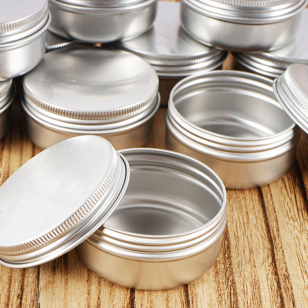 20Pcs Aluminum Jars 50/100ML Refillable Empty Metal Pot Mini Portable Jewelry Container Travel Sample Pot Organizer for Cosmetic