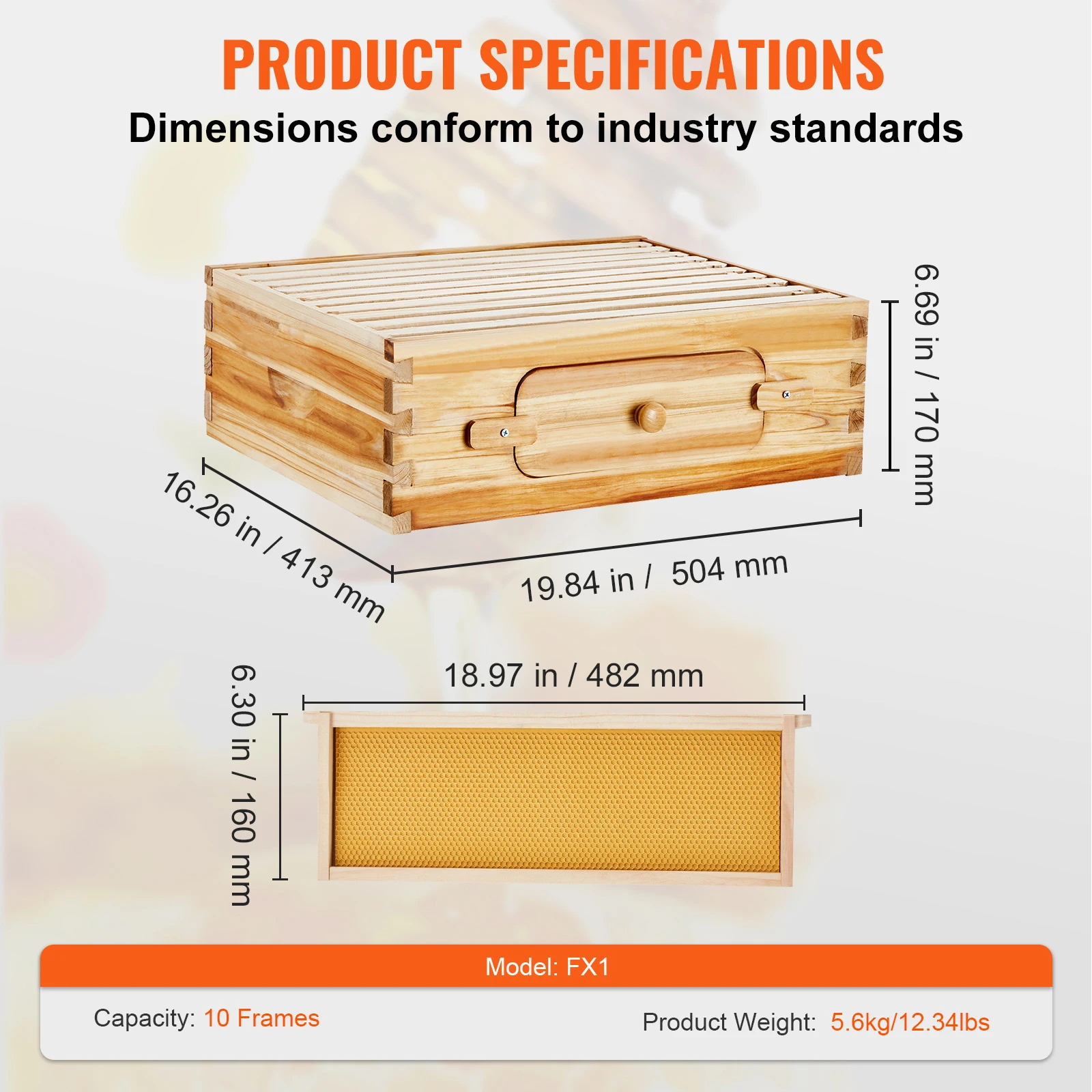 SucceBuy Bijenkorf Diepe Box Starter Kit 100% Bijenwas Gecoat Natuurlijk Cederhout Langstroth Bijenkorf Kit Transparant Acryl - afbeelding 1