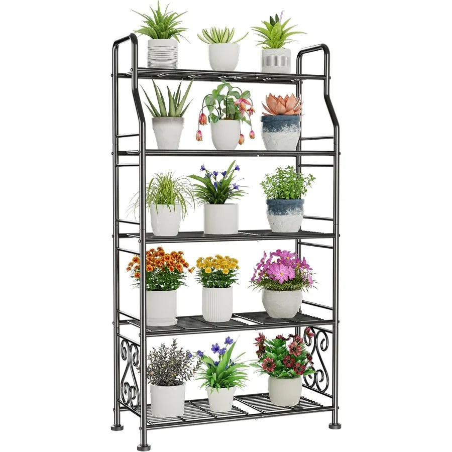 

Plant Stand Outdoor Indoor 5 Tier Metal Waterproof 53.2 Plant Shelf for Patio Balcony Living Room Large Capacity Tier
