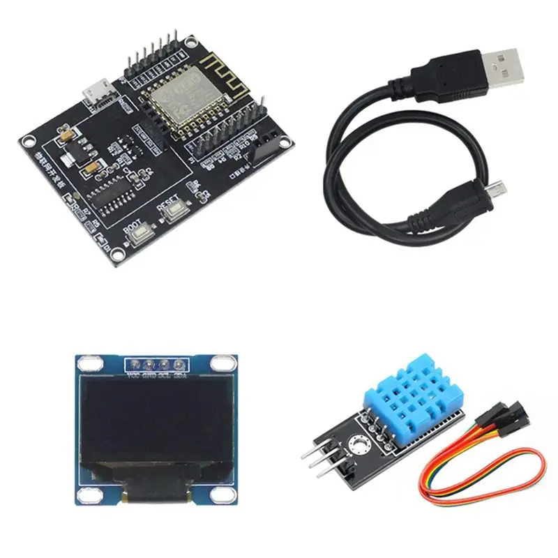 

Hot-Internet Of Things Development Board +0.96 Inch Screen+DHT11 Sensor+USB Cable SDK WIFI Network Serial Port Module