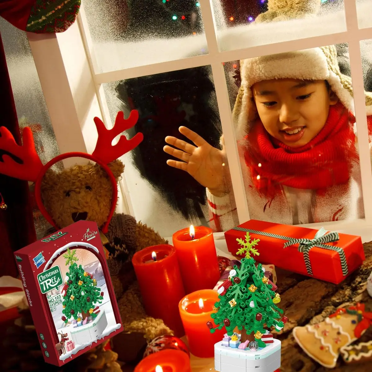 Ensemble de nuits de construction d'arbre de Noël bricolage, kit de jouets de construction créatifs, cadeaux de Noël, garçons, filles, enfants, adultes, 211 pièces