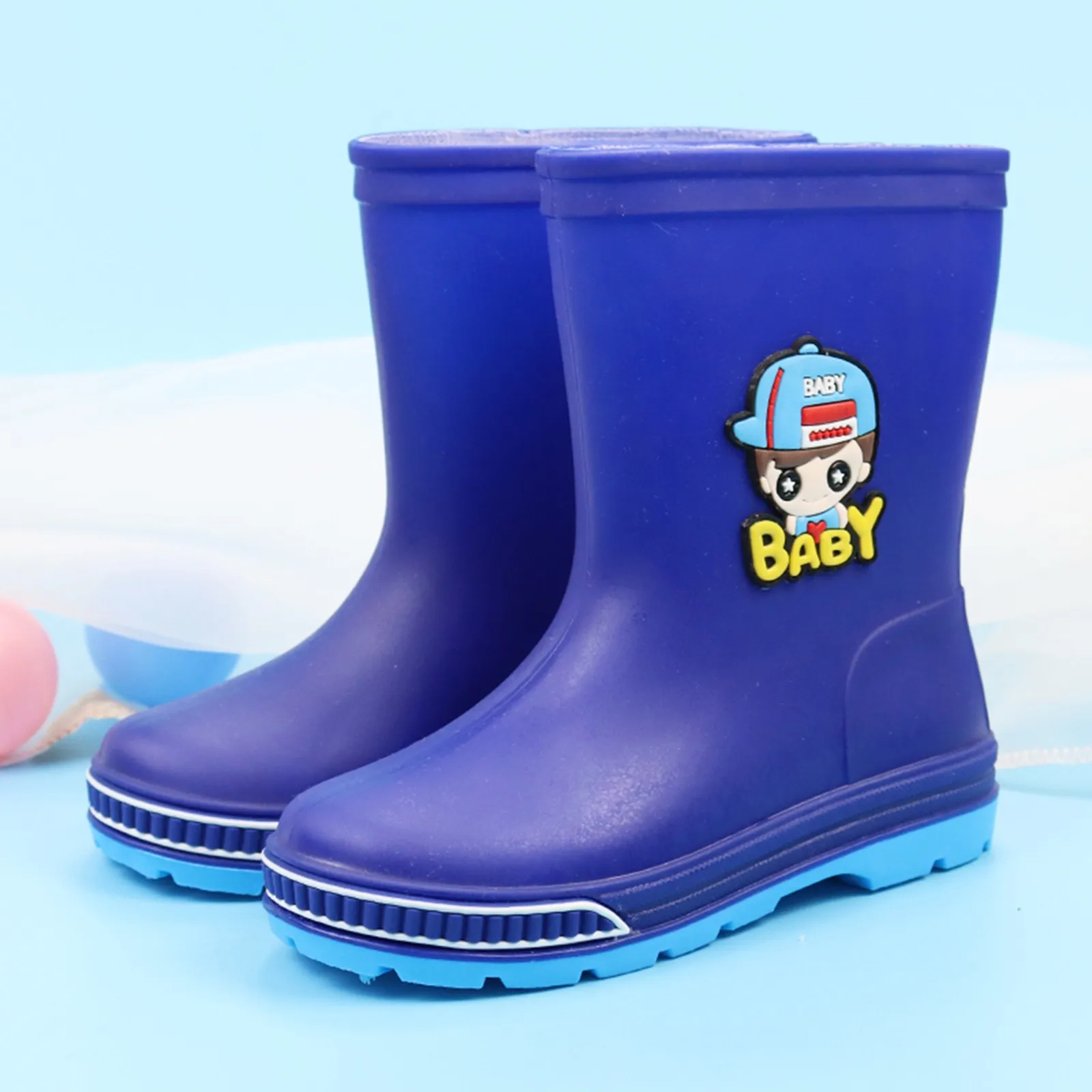 New Anti-slip Rain Boots For Kids Girls Boys Cute Cartoon Mid Tube Non-Slip Waterproof Wellies Water Shoes Children