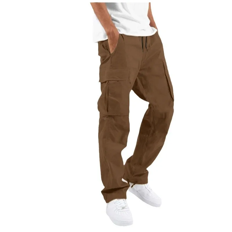 New trendy street-style men's long work pants with multiple pockets made of twill fabric and having a washed finish  cargo-hosen