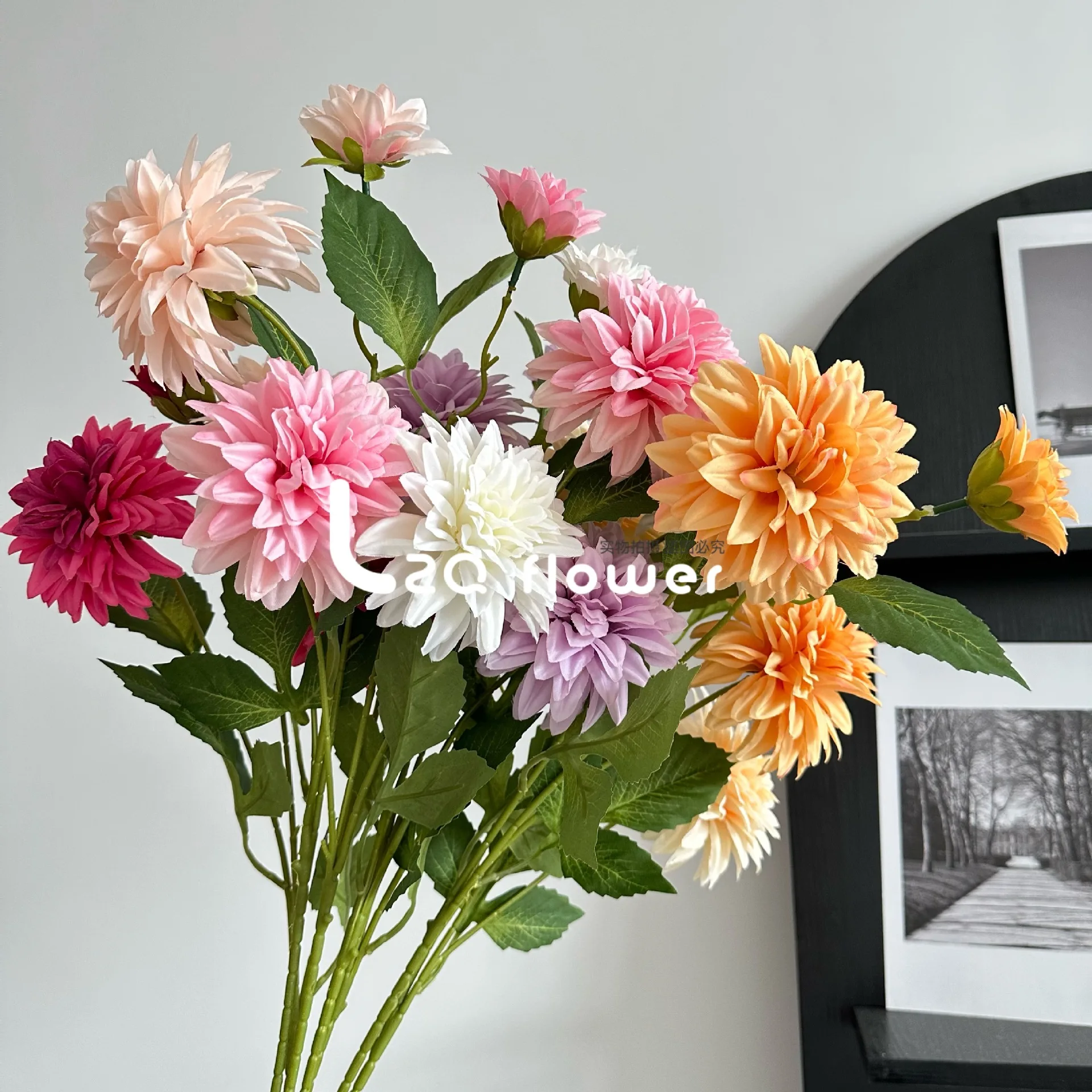 

Beautiful Dahlia Artificial Flower 3 Heads Long Branch Silk Fake Flowers for Home Wedding Decoration Flores Bedroom Table Decor