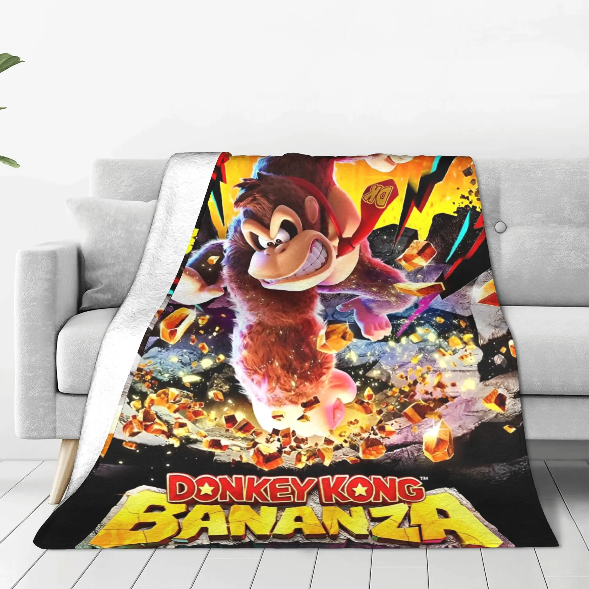 Donkey Kong Bananza Game Blanket  Soft Warm Pattern Plush Throw Blanket For Boy Girl Outdoor Flannel Bedspread Bed Cover view 2