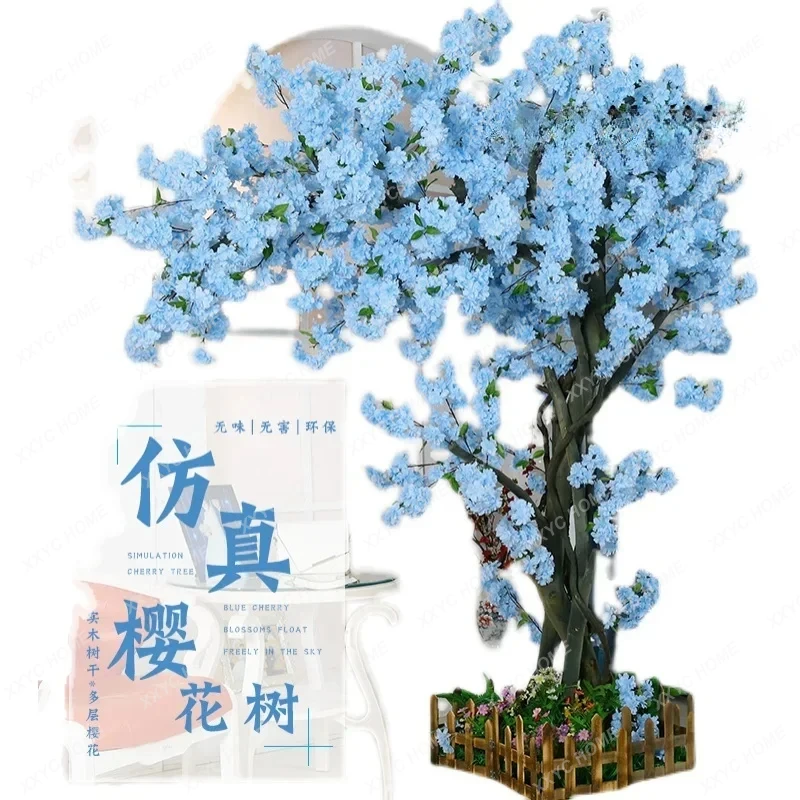 New Artificial tree begonia shopping mall hotel window large green plant decoration custom fake romantic cherry blossom tree