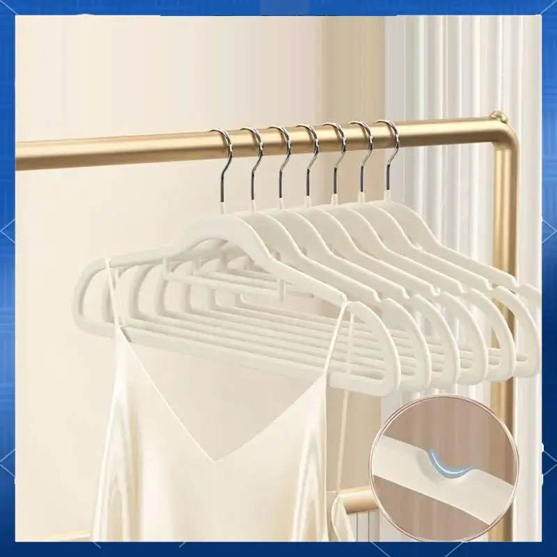 AA77 Flocking Hanger Household Clothes Hanging Finishing Rack Non-Slip Seamless Clothes Support Wardrobe Storage Rack