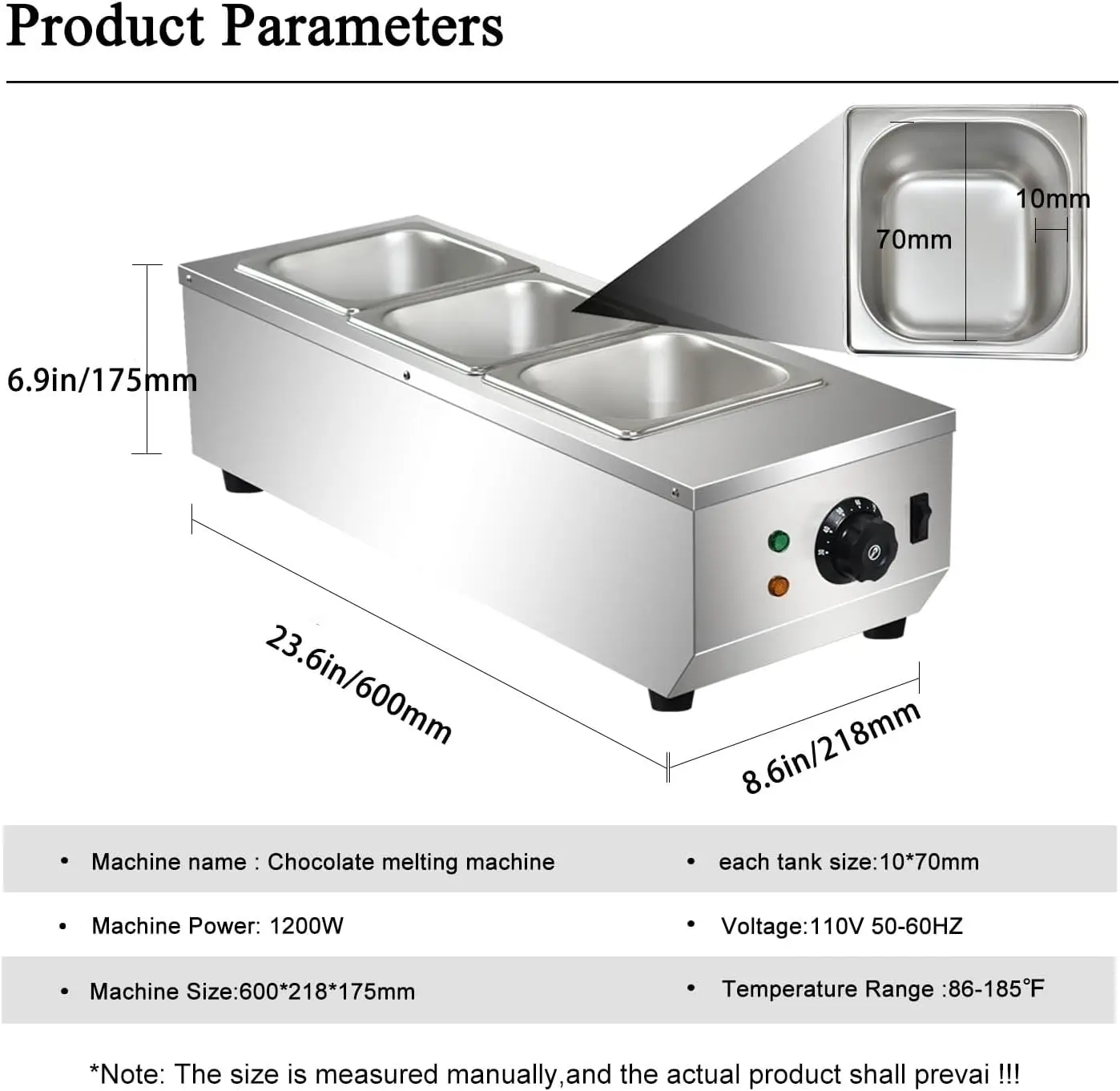 آلة تقسية، 3 خزانات وعاء صهر الشوكولاتة، وعاء فوندو كهربائي تجاري من الفولاذ المقاوم للصدأ بقدرة 1200 وات لشوكولاتة الشوكولاتة